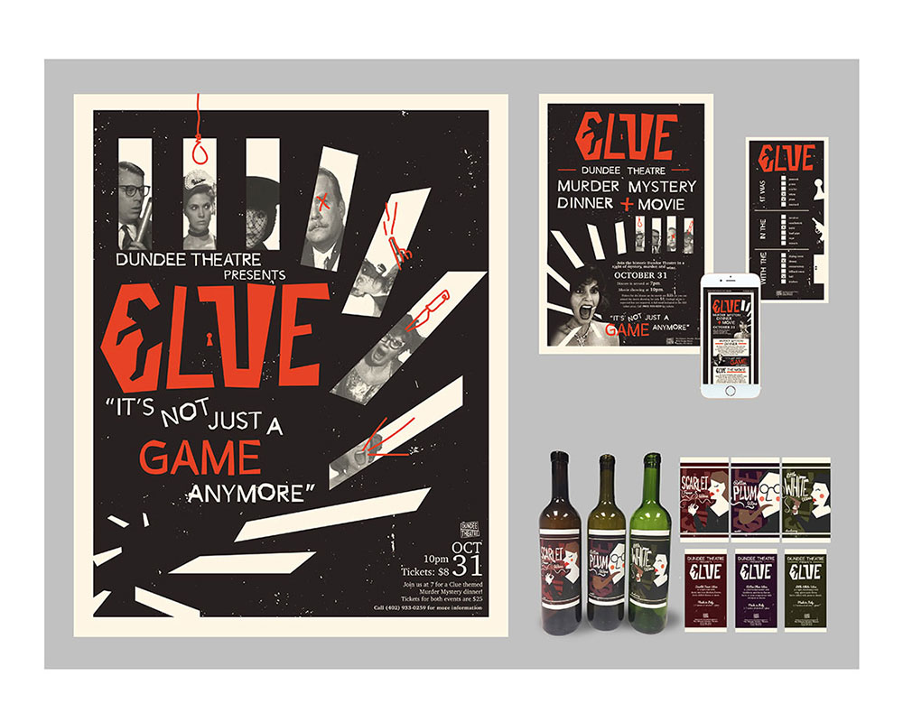 Clue poster and touchpoints