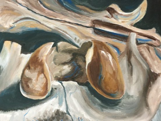 painting of bones by Emily Broadwell