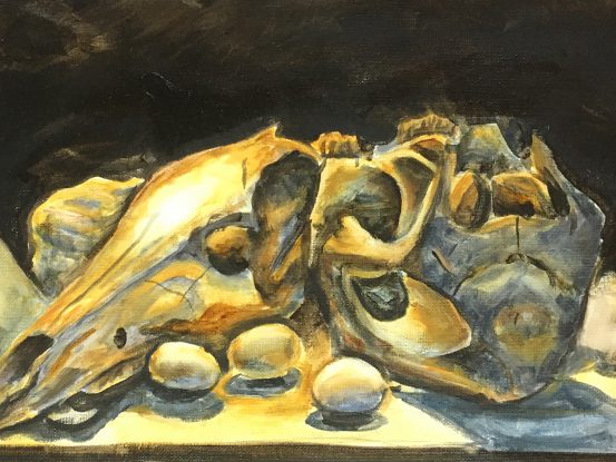 painting of a pig skull by Erin Mehlin