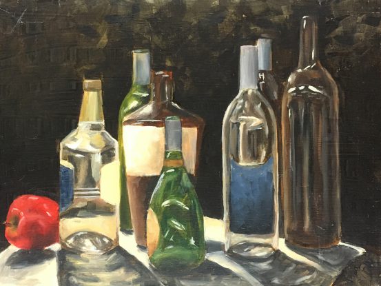 still life of bottles by Erin Mehlin