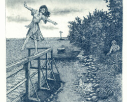 <b>Anna Janusz-Strzyż</b><br><i>A balancing actress</i><br>2021<br>etching, aquatint, dry point<br>29.4 cm × 38.2 cm
