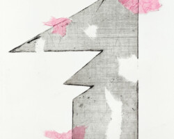 <b>Łucja Bańkowska</b><br><i>Onomatopeja Budyniu – Ech</i><br>2022<br>intaglio/chine colle<br>30 cm × 45 cm