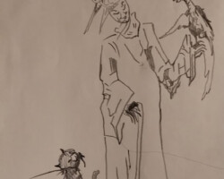 <b>Vera Bossart</b><br><i>Fortune Teller</i><br>2022<br>graphite drawing<br>4 in × 5.5 in
